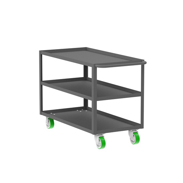 Utility Cart, Three Shelf, 24x48", Gray