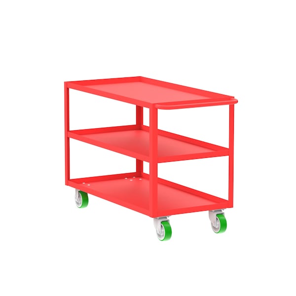 Utility Cart, Three Shelf, 24x48", Red
