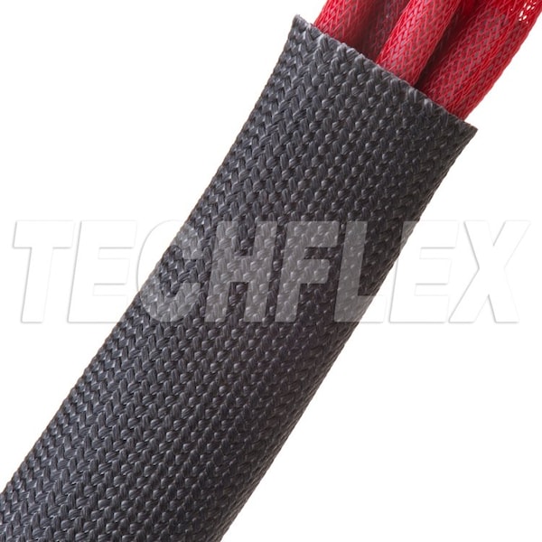 Braided Cable Sleeve, 3/4 in Inside Dia., 0.786 in Max Bundle Dia., 50 ft, Fiberglass, Black