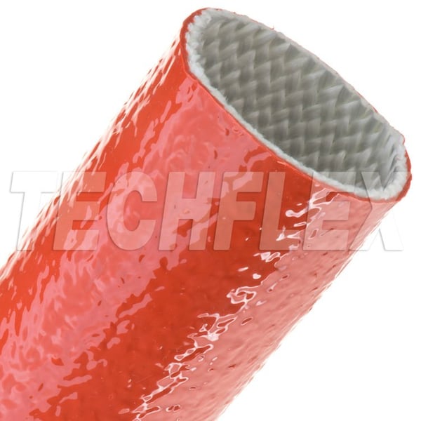 Braided Cable Sleeve, 3 in Inside Dia., 25 ft, Fiberglass, Red