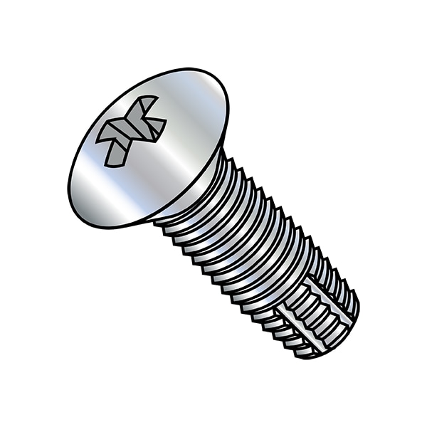 Thread Cutting Screw, #8-32 x 3/8 in, Zinc Plated Steel Oval Head Phillips Drive, 10000 PK