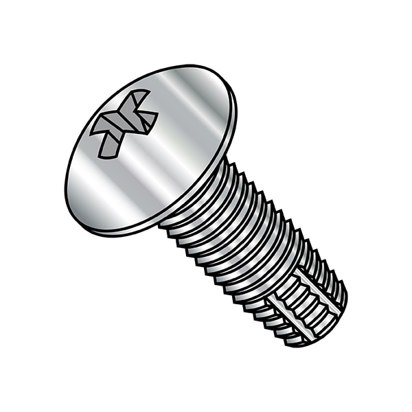 Thread Cutting Screw, #8-32 x 3/8 in, Plain Steel Truss Head Phillips Drive, 5000 PK