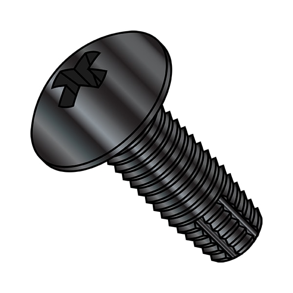 Thread Cutting Screw, 1/4"-20 x 1/2 in, Black Zinc Plated Steel Truss Head Phillips Drive, 4000 PK