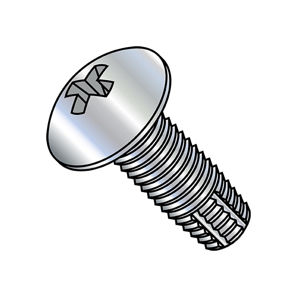 #8-32 x Thread Cutting Screw, Zinc Plated Steel, 1 in L, 6000 PK