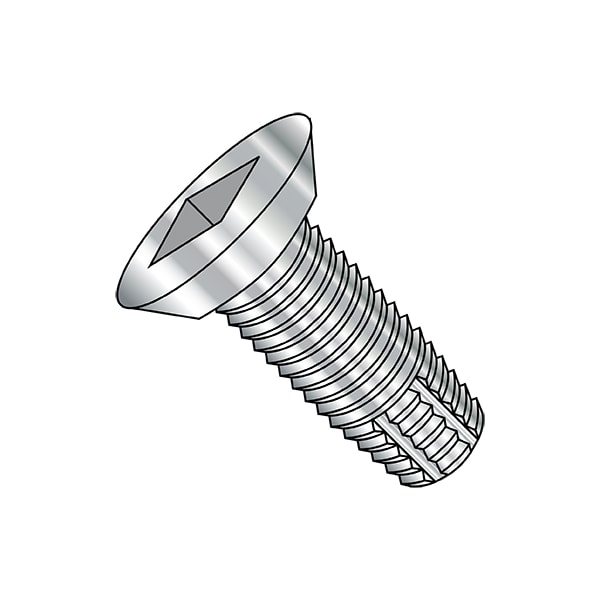 Thread Cutting Screw, #12-24 x 1-1/4 in, Plain Steel Flat Head Square Drive, 2000 PK