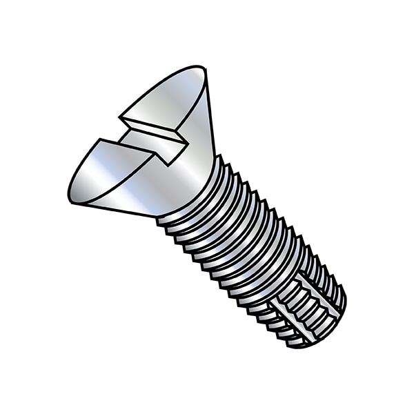 Thread Cutting Screw, #6-32 x 3/8 in, Zinc Plated Steel Flat Head Slotted Drive, 10000 PK