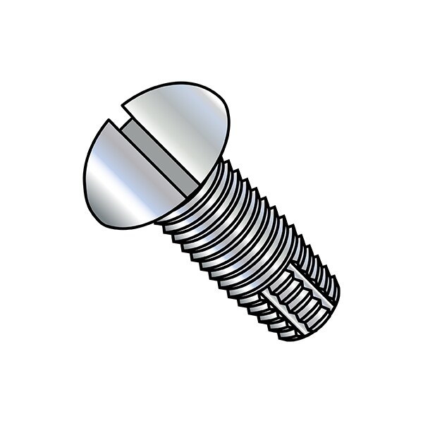 Thread Cutting Screw, #8-32 x 1/2 in, Zinc Plated Steel Round Head Slotted Drive, 1000 PK
