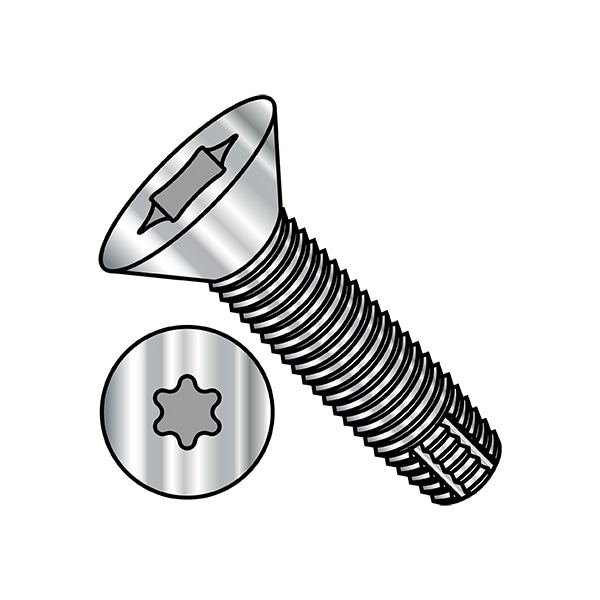 Thread Cutting Screw, 5/16"-18 x 3/4 in, Plain Steel Flat Head Torx Drive, 1000 PK