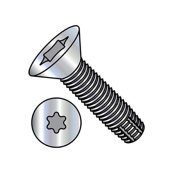Thread Cutting Screw, 1/4"-20 x 5/8 in, Zinc Plated Steel Flat Head Torx Drive, 4000 PK