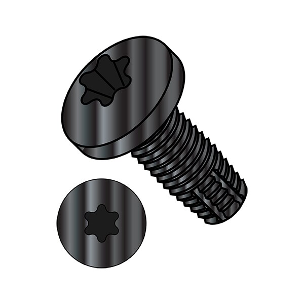 Thread Cutting Screw, 5/16"-18 x 4 in, Black Phosphate Steel Pan Head Torx Drive, 250 PK