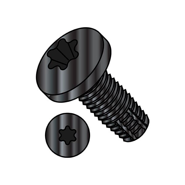Thread Cutting Screw, 5/16"-18 x 4 in, Black Phosphate Steel Pan Head Torx Drive, 250 PK