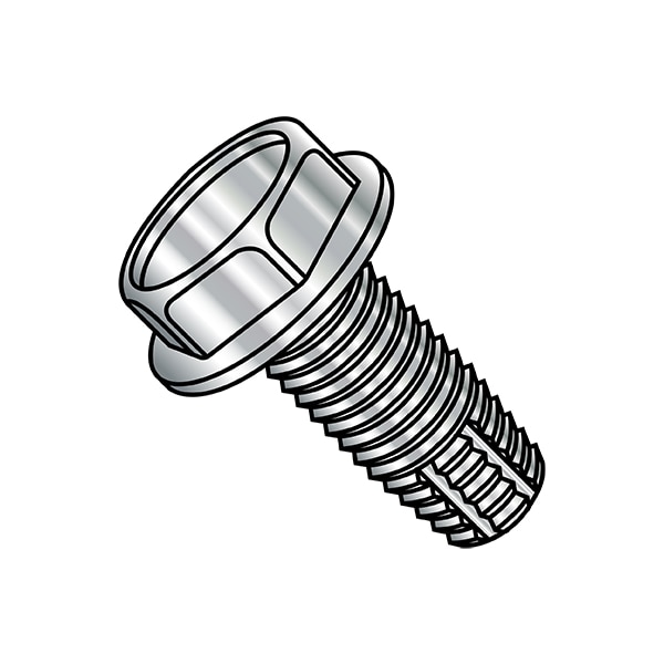 Thread Cutting Screw, #12-24 x 3/4 in, Plain Finish, 2000 PK Hex Head Hex Drive
