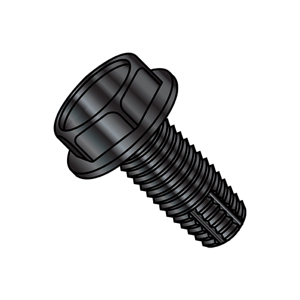 Thread Cutting Screw, 5/16"-18 x 1/2 in, Black Oxide Steel Hex Head Hex Drive, 1500 PK
