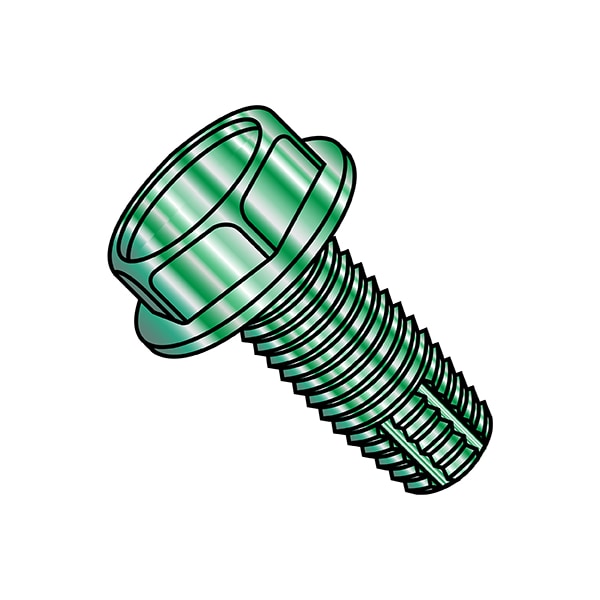 Thread Cutting Screw, #8-32 x 3/8 in, Zinc Plated Steel Hex Head Hex Drive, 10000 PK