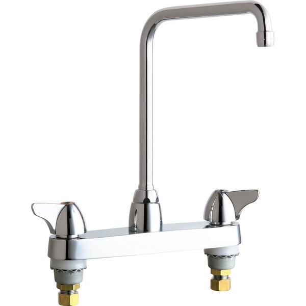 Manual Sink Faucet, 8" Mount, Polished chrome