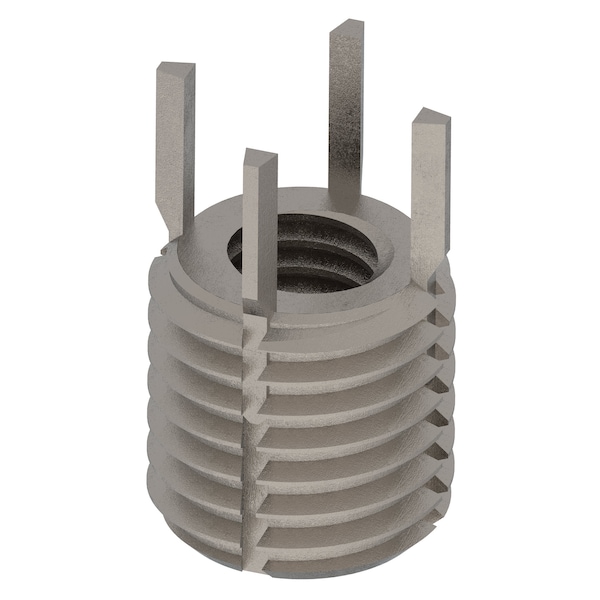 Key Locking Thread Insert, Thin Wall, 4 Keys, M6-1.00 Int Thrd Sz, M10-1.25 Ext Thrd Sz, 10 PK