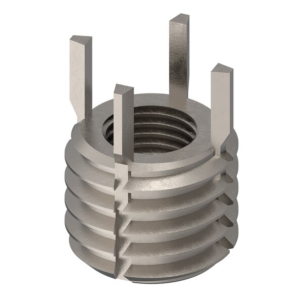 Key Locking Thread Insert, Extra Heavy Wall, 4 Keys, 3/8"-24 Int Thrd Sz, 5/8"-11 Ext Thrd Sz, 10 PK