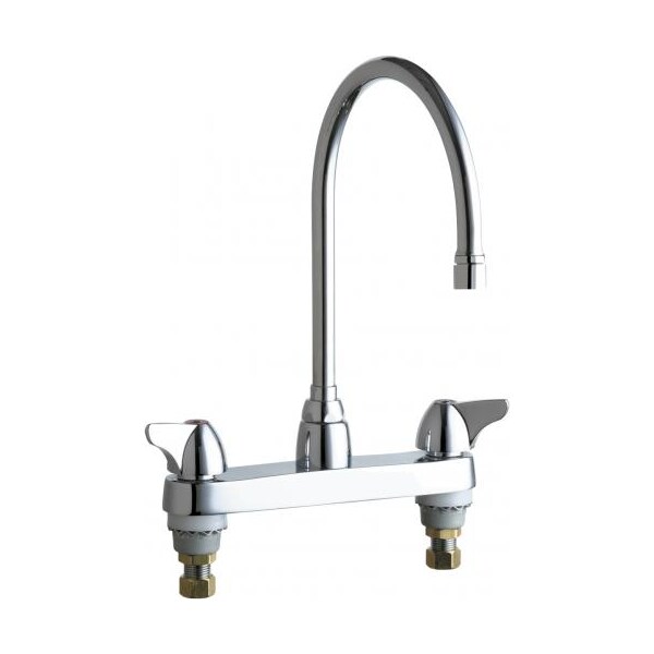 Manual Sink Faucet, 8" Mount, Chrome plated
