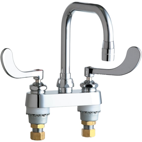 Manual Hot And Cold Water Sink Faucet, 4" Mount, Chrome plated