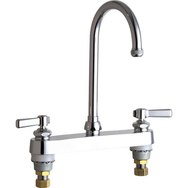 Manual Service Sink Faucet, 8" Mount, Chrome plated