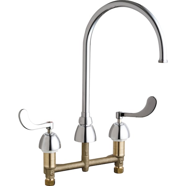 Manual Bathroom Faucet, 8" Mount, Chrome plated
