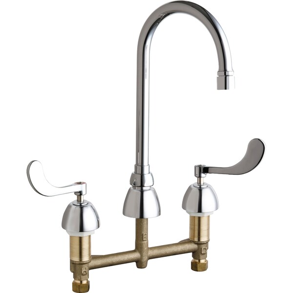 Manual Bathroom Faucet, 8" Mount, Chrome plated