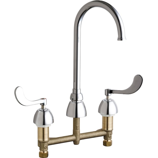 Manual Bathroom Faucet, 8" Mount, Chrome plated