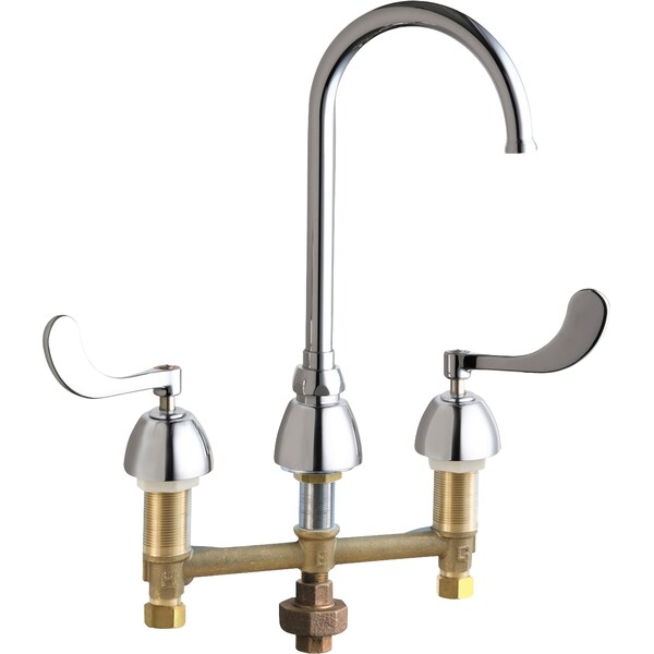 Manual Bathroom Faucet, 8" Mount, Chrome plated