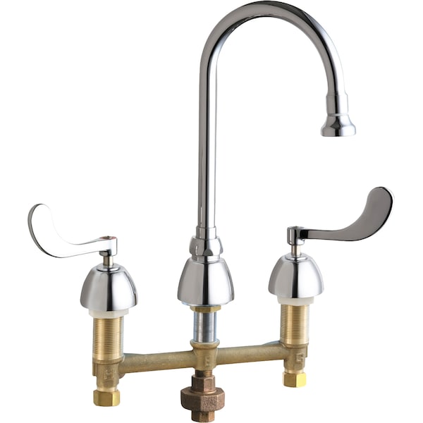 Manual Bathroom Faucet, 8" Mount, Chrome plated
