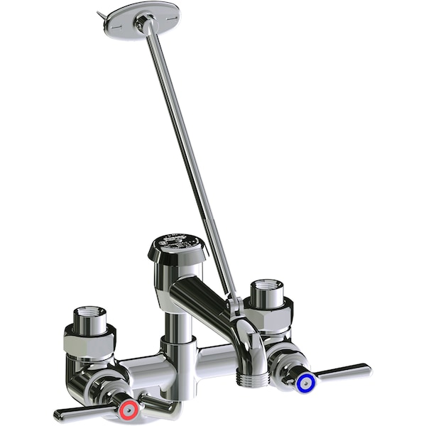 Manual Exposed Hot And Cold Water Service, 6" Mount, Chrome plated