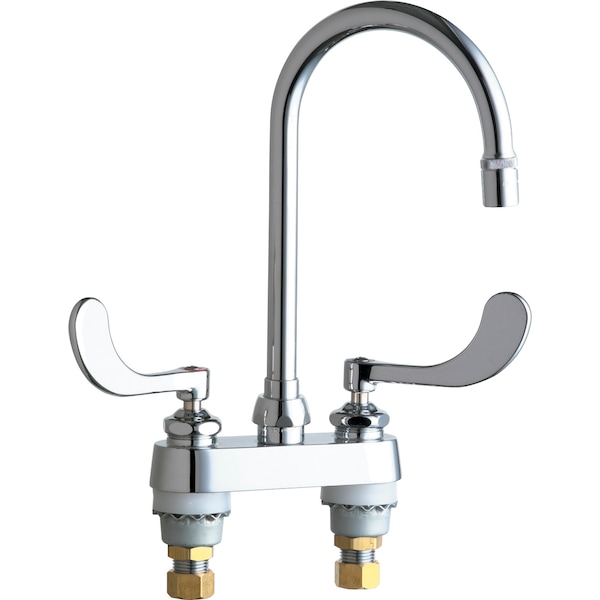 Manual Hot And Cold Water Sink Faucet, 4" Mount, Chrome plated 2 Hole