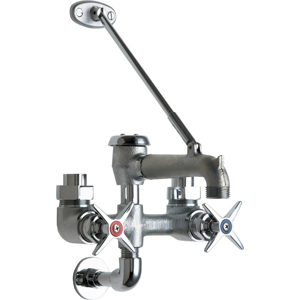 Manual Exposed Hot And Cold Water Service, 6" Mount, Rough Chrome Plated