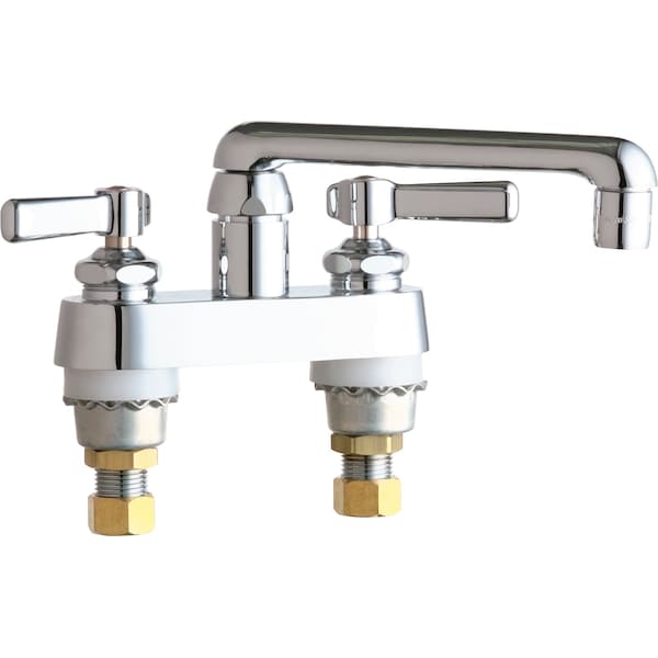 Manual Hot And Cold Water Sink Faucet, 4" Mount, Chrome plated