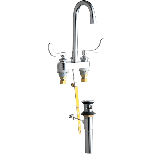 Manual Bathroom Faucet, 4" Mount, Chrome plated
