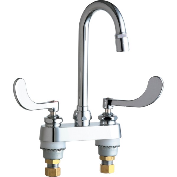 Manual Hot And Cold Water Sink Faucet, 4" Mount, Chrome plated
