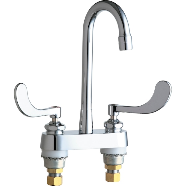 Manual Hot And Cold Water Sink Faucet, 4" Mount, Chrome plated