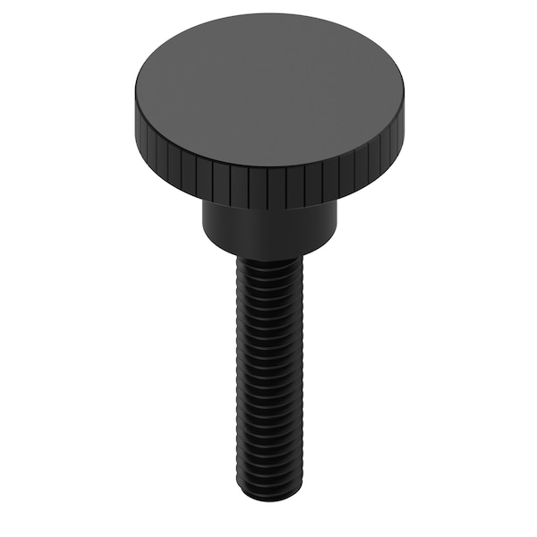 Thumb Screw, 5/16"-18 Thread Size, Round, Black Oxide Steel, 1/4 in Head Ht, 2 1/4 in Lg