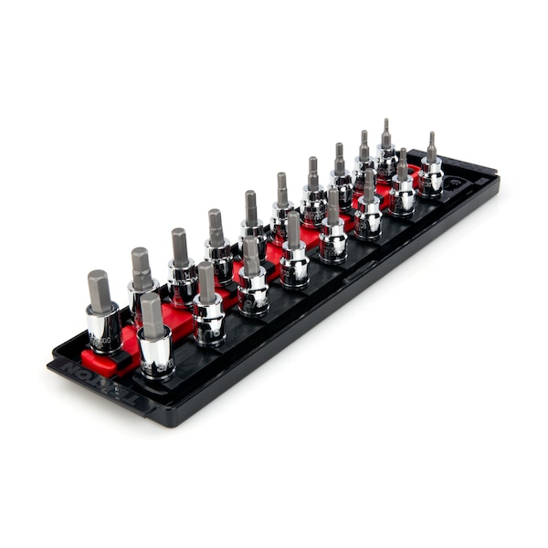 3/8 Inch Drive Hex Bit Socket Set with Rails, 18-Piece (1/8-3/8 in., 3-10 mm)