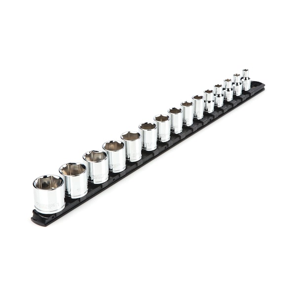 3/8 Inch Drive 6-Point Socket Set with Rail, 15-Piece (1/4-1 in.)