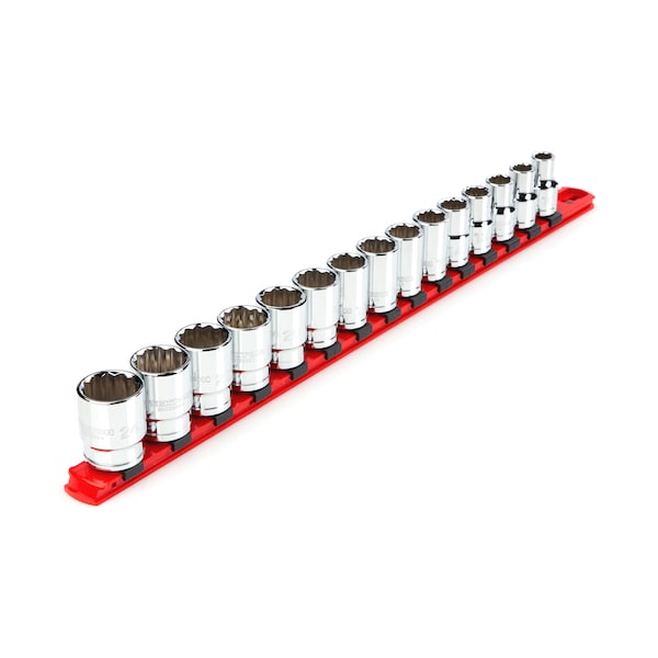 1/2 Inch Drive 12-Point Socket Set with Rail, 15-Piece (10-24 mm)