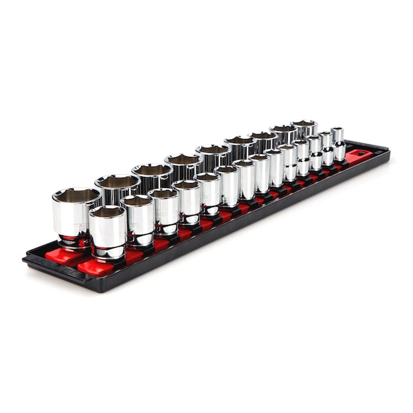 1/2 Inch Drive 6-Point Socket Set with Rails, 23-Piece (10-32 mm)