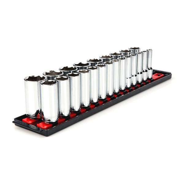 1/2 Inch Drive Deep 6-Point Socket Set with Rails, 23-Piece (10-32 mm)