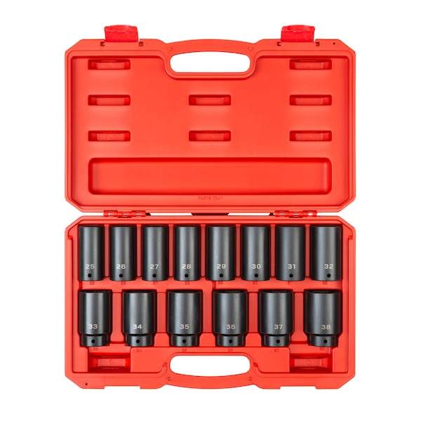 1/2 Inch Drive Deep 6-Point Impact Socket Set, 14-Piece (25-38 mm)
