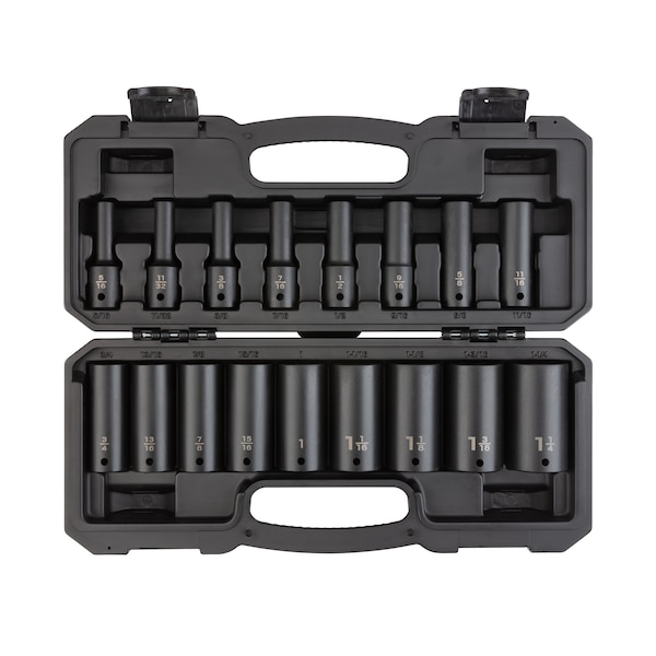 1/2 Inch Drive Deep 6-Point Impact Socket Set, 17-Piece (5/16 - 1-1/4 in.)