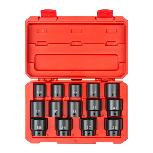 1/2 Inch Drive 6-Point Impact Socket Set, 14-Piece (25-38 mm)
