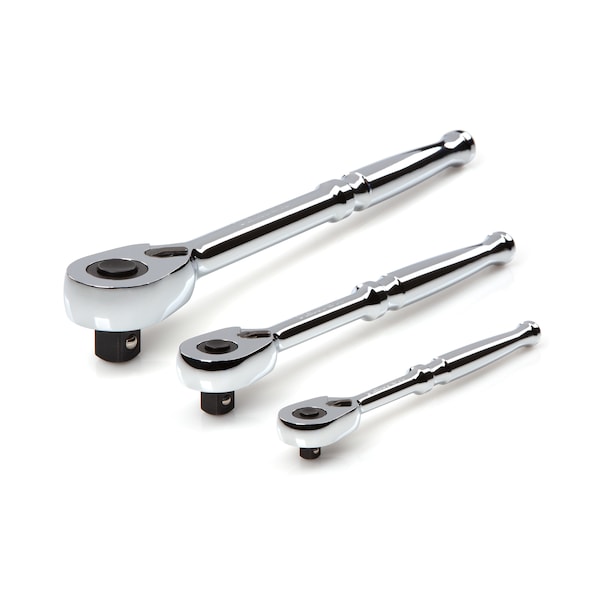 1/4, 3/8, 1/2 Inch Drive Quick-Release Ratchet Set (3-Piece)