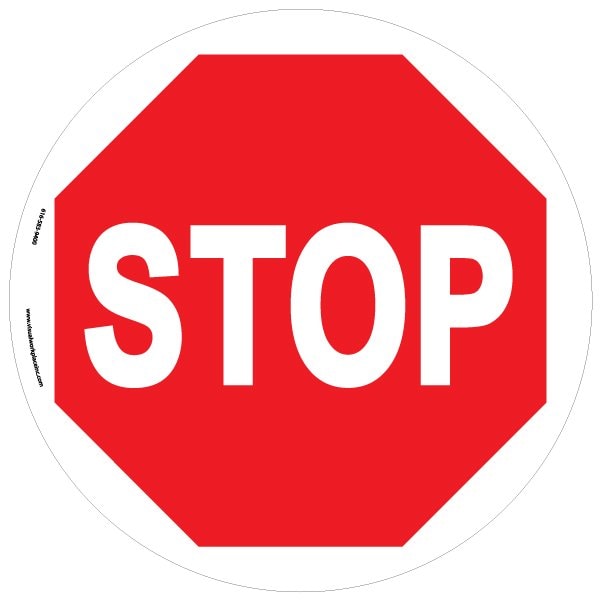 Floor Sign, High Bond, 17", Round, Stop