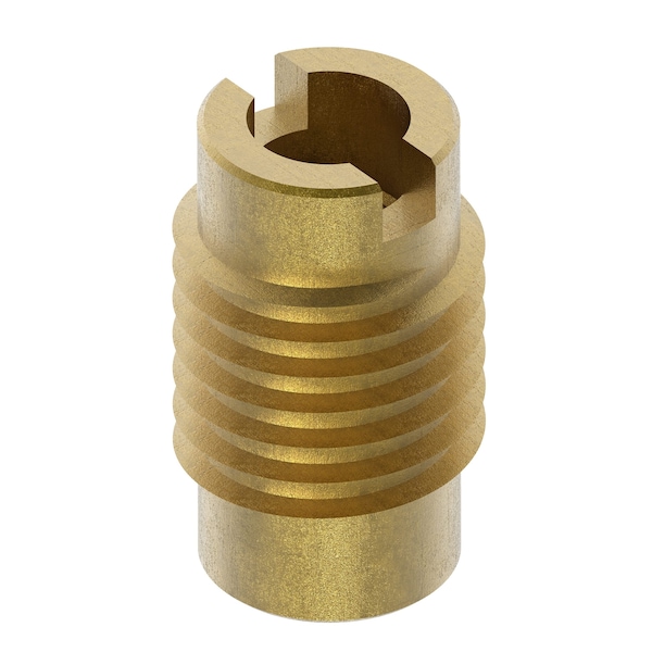 Knife Thread Insert, 5/16"-18 Int Thrd Sz, 1 in L, 1/2 in Dia., Brass, Plain
