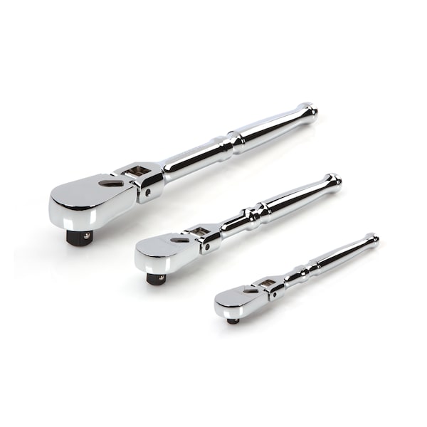 1/4, 3/8, 1/2 Inch Drive Flex Head Ratchet Set, 3-Piece (6, 8, 10-1/2 in.)