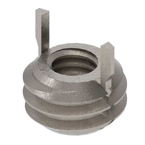 Key Locking Thread Insert, Thin Wall, 2 Keys, M2.5-0.45 Int Thrd Sz, M4.5-0.75 Ext Thrd Sz, 10 PK